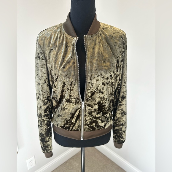 Forever 21 Crushed Velvet Bomber Jacket Size M - Picture 1 of 5